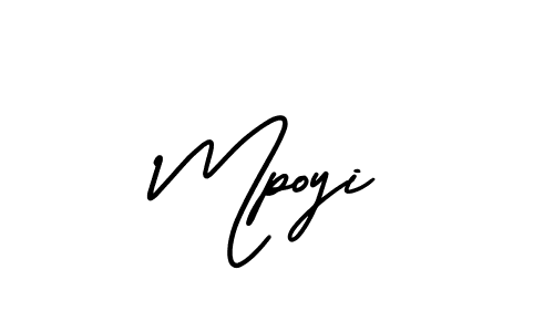 The best way (AmerikaSignatureDemo-Regular) to make a short signature is to pick only two or three words in your name. The name Mpoyi include a total of six letters. For converting this name. Mpoyi signature style 3 images and pictures png