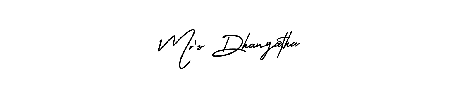 Also we have Mr’s Dhanyatha name is the best signature style. Create professional handwritten signature collection using AmerikaSignatureDemo-Regular autograph style. Mr’s Dhanyatha signature style 3 images and pictures png