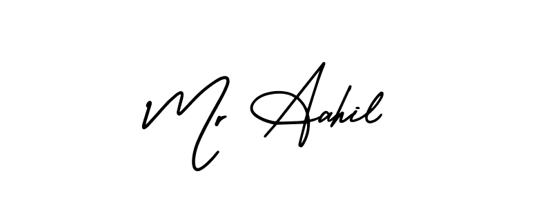 How to make Mr Aahil name signature. Use AmerikaSignatureDemo-Regular style for creating short signs online. This is the latest handwritten sign. Mr Aahil signature style 3 images and pictures png