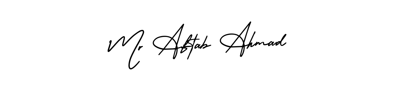 The best way (AmerikaSignatureDemo-Regular) to make a short signature is to pick only two or three words in your name. The name Mr Aftab Ahmad include a total of six letters. For converting this name. Mr Aftab Ahmad signature style 3 images and pictures png
