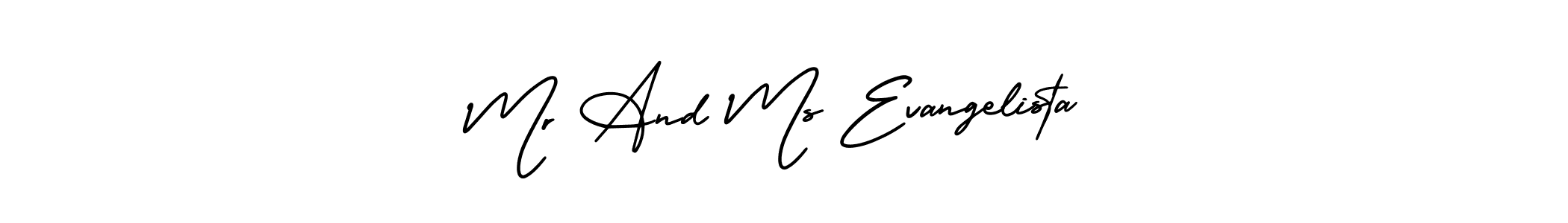 How to make Mr And Ms Evangelista name signature. Use AmerikaSignatureDemo-Regular style for creating short signs online. This is the latest handwritten sign. Mr And Ms Evangelista signature style 3 images and pictures png