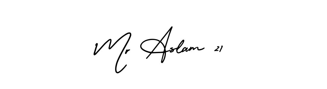 The best way (AmerikaSignatureDemo-Regular) to make a short signature is to pick only two or three words in your name. The name Mr Aslam 21 include a total of six letters. For converting this name. Mr Aslam 21 signature style 3 images and pictures png