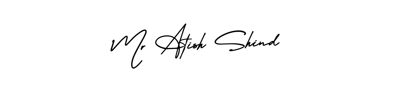 You should practise on your own different ways (AmerikaSignatureDemo-Regular) to write your name (Mr Atish Shind) in signature. don't let someone else do it for you. Mr Atish Shind signature style 3 images and pictures png
