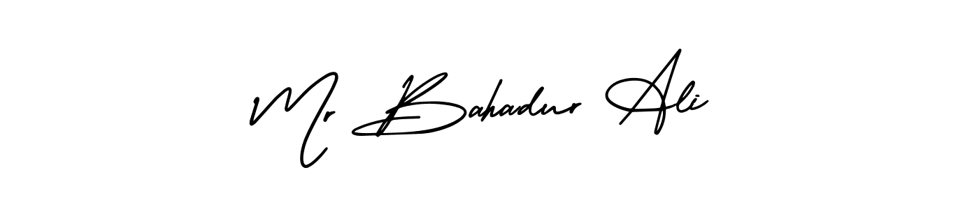 You should practise on your own different ways (AmerikaSignatureDemo-Regular) to write your name (Mr Bahadur Ali) in signature. don't let someone else do it for you. Mr Bahadur Ali signature style 3 images and pictures png