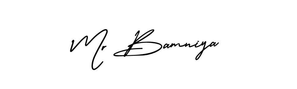 How to Draw Mr Bamniya signature style? AmerikaSignatureDemo-Regular is a latest design signature styles for name Mr Bamniya. Mr Bamniya signature style 3 images and pictures png