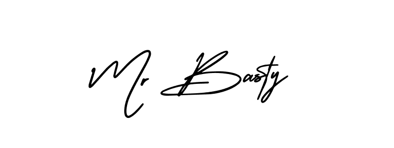 The best way (AmerikaSignatureDemo-Regular) to make a short signature is to pick only two or three words in your name. The name Mr Basty include a total of six letters. For converting this name. Mr Basty signature style 3 images and pictures png