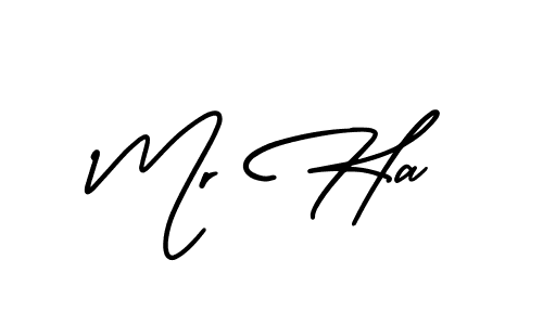 How to make Mr Ha name signature. Use AmerikaSignatureDemo-Regular style for creating short signs online. This is the latest handwritten sign. Mr Ha signature style 3 images and pictures png