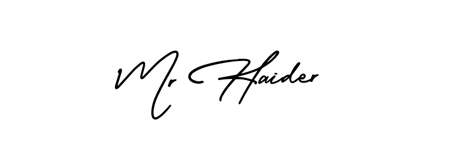 How to make Mr Haider name signature. Use AmerikaSignatureDemo-Regular style for creating short signs online. This is the latest handwritten sign. Mr Haider signature style 3 images and pictures png