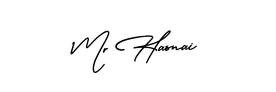 How to make Mr Hasnai name signature. Use AmerikaSignatureDemo-Regular style for creating short signs online. This is the latest handwritten sign. Mr Hasnai signature style 3 images and pictures png