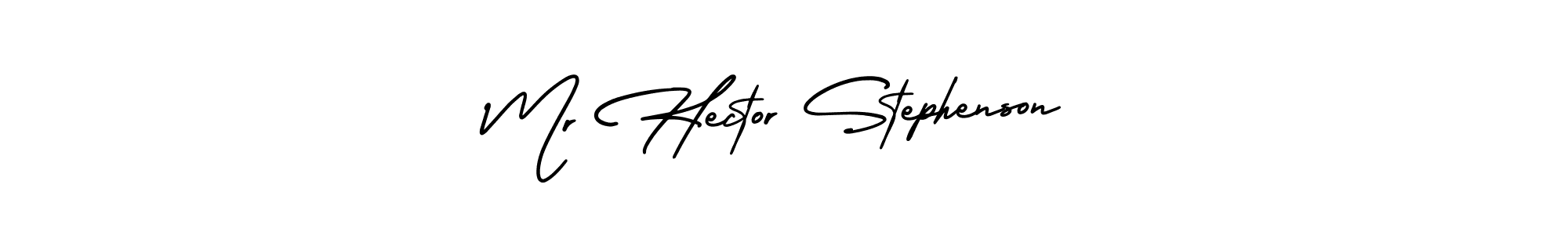 You should practise on your own different ways (AmerikaSignatureDemo-Regular) to write your name (Mr Hector Stephenson) in signature. don't let someone else do it for you. Mr Hector Stephenson signature style 3 images and pictures png