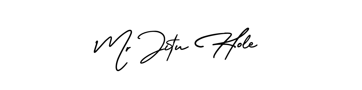 You should practise on your own different ways (AmerikaSignatureDemo-Regular) to write your name (Mr Jitu Hole) in signature. don't let someone else do it for you. Mr Jitu Hole signature style 3 images and pictures png