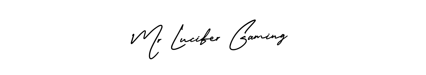 The best way (AmerikaSignatureDemo-Regular) to make a short signature is to pick only two or three words in your name. The name Mr Lucifer Gaming include a total of six letters. For converting this name. Mr Lucifer Gaming signature style 3 images and pictures png
