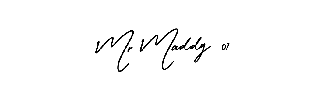 You should practise on your own different ways (AmerikaSignatureDemo-Regular) to write your name (Mr Maddy 07) in signature. don't let someone else do it for you. Mr Maddy 07 signature style 3 images and pictures png