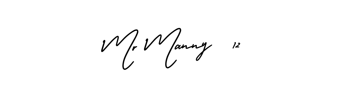 The best way (AmerikaSignatureDemo-Regular) to make a short signature is to pick only two or three words in your name. The name Mr Manny  12 include a total of six letters. For converting this name. Mr Manny  12 signature style 3 images and pictures png