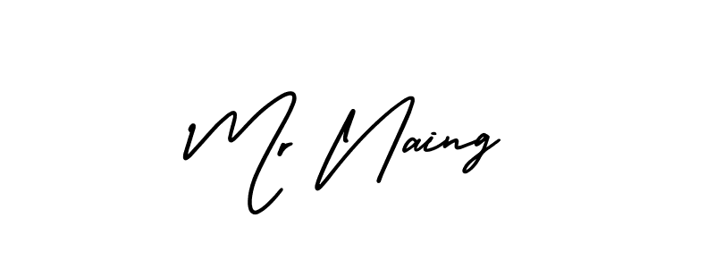 Design your own signature with our free online signature maker. With this signature software, you can create a handwritten (AmerikaSignatureDemo-Regular) signature for name Mr Naing. Mr Naing signature style 3 images and pictures png