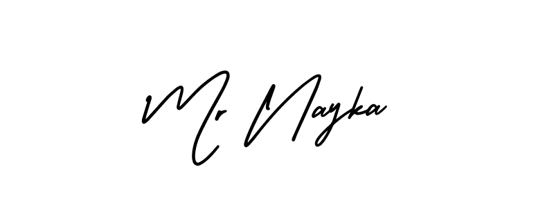 Use a signature maker to create a handwritten signature online. With this signature software, you can design (AmerikaSignatureDemo-Regular) your own signature for name Mr Nayka. Mr Nayka signature style 3 images and pictures png