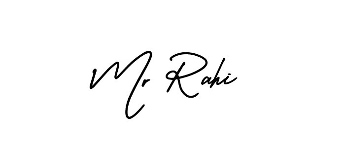 The best way (AmerikaSignatureDemo-Regular) to make a short signature is to pick only two or three words in your name. The name Mr Rahi include a total of six letters. For converting this name. Mr Rahi signature style 3 images and pictures png