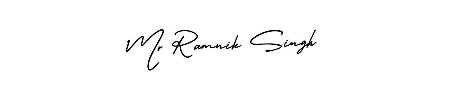 How to Draw Mr Ramnik Singh signature style? AmerikaSignatureDemo-Regular is a latest design signature styles for name Mr Ramnik Singh. Mr Ramnik Singh signature style 3 images and pictures png