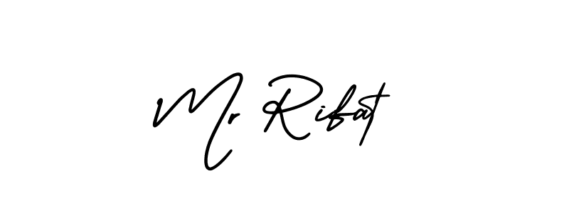 You should practise on your own different ways (AmerikaSignatureDemo-Regular) to write your name (Mr Rifat) in signature. don't let someone else do it for you. Mr Rifat signature style 3 images and pictures png