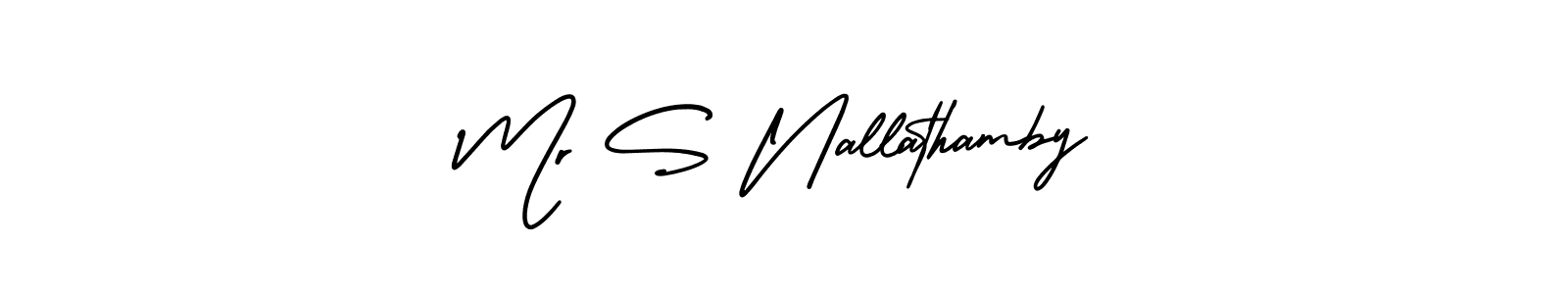 It looks lik you need a new signature style for name Mr S Nallathamby. Design unique handwritten (AmerikaSignatureDemo-Regular) signature with our free signature maker in just a few clicks. Mr S Nallathamby signature style 3 images and pictures png