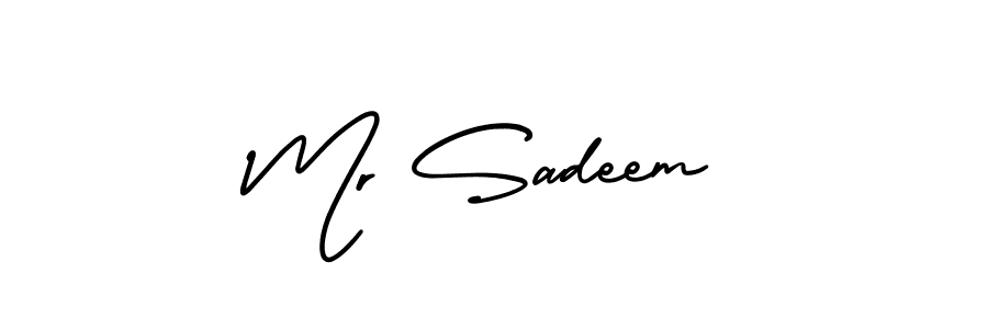 Similarly AmerikaSignatureDemo-Regular is the best handwritten signature design. Signature creator online .You can use it as an online autograph creator for name Mr Sadeem. Mr Sadeem signature style 3 images and pictures png