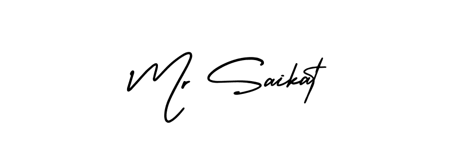 Similarly AmerikaSignatureDemo-Regular is the best handwritten signature design. Signature creator online .You can use it as an online autograph creator for name Mr Saikat. Mr Saikat signature style 3 images and pictures png