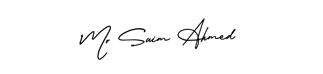 Also You can easily find your signature by using the search form. We will create Mr Saim Ahmed name handwritten signature images for you free of cost using AmerikaSignatureDemo-Regular sign style. Mr Saim Ahmed signature style 3 images and pictures png