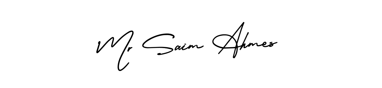 Mr Saim Ahmes stylish signature style. Best Handwritten Sign (AmerikaSignatureDemo-Regular) for my name. Handwritten Signature Collection Ideas for my name Mr Saim Ahmes. Mr Saim Ahmes signature style 3 images and pictures png