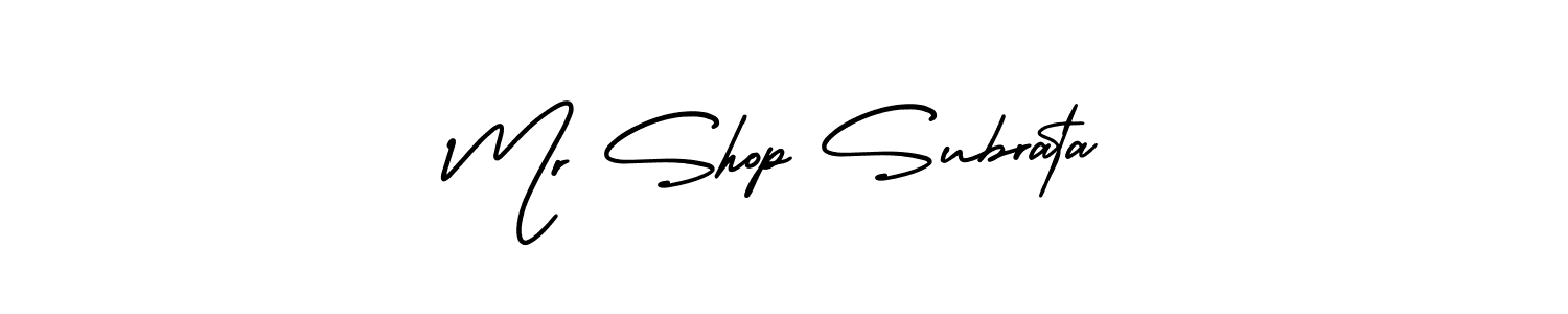 This is the best signature style for the Mr Shop Subrata name. Also you like these signature font (AmerikaSignatureDemo-Regular). Mix name signature. Mr Shop Subrata signature style 3 images and pictures png