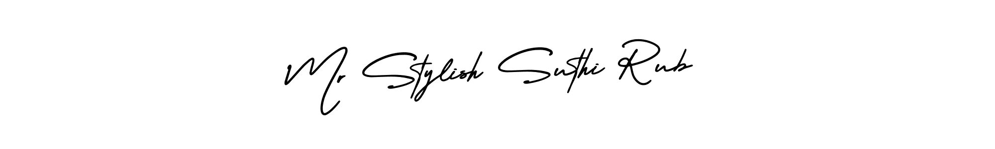 You should practise on your own different ways (AmerikaSignatureDemo-Regular) to write your name (Mr Stylish Suthi Rub) in signature. don't let someone else do it for you. Mr Stylish Suthi Rub signature style 3 images and pictures png