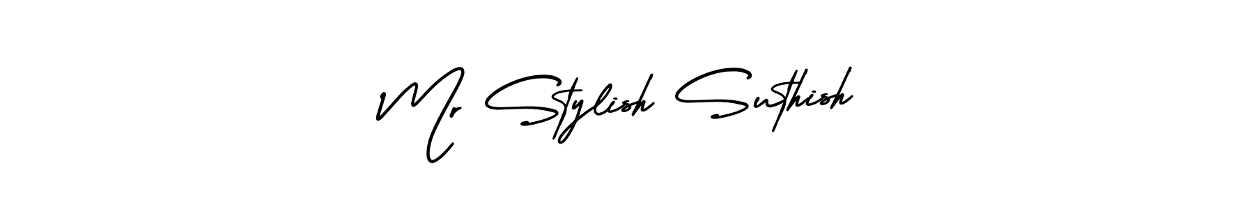 Mr Stylish Suthish stylish signature style. Best Handwritten Sign (AmerikaSignatureDemo-Regular) for my name. Handwritten Signature Collection Ideas for my name Mr Stylish Suthish. Mr Stylish Suthish signature style 3 images and pictures png