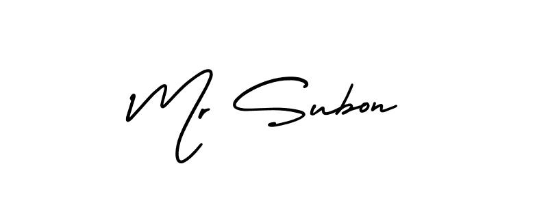 Mr Subon stylish signature style. Best Handwritten Sign (AmerikaSignatureDemo-Regular) for my name. Handwritten Signature Collection Ideas for my name Mr Subon. Mr Subon signature style 3 images and pictures png