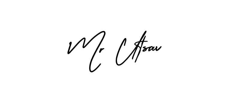 Use a signature maker to create a handwritten signature online. With this signature software, you can design (AmerikaSignatureDemo-Regular) your own signature for name Mr Utsav. Mr Utsav signature style 3 images and pictures png