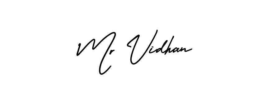 Similarly AmerikaSignatureDemo-Regular is the best handwritten signature design. Signature creator online .You can use it as an online autograph creator for name Mr Vidhan. Mr Vidhan signature style 3 images and pictures png