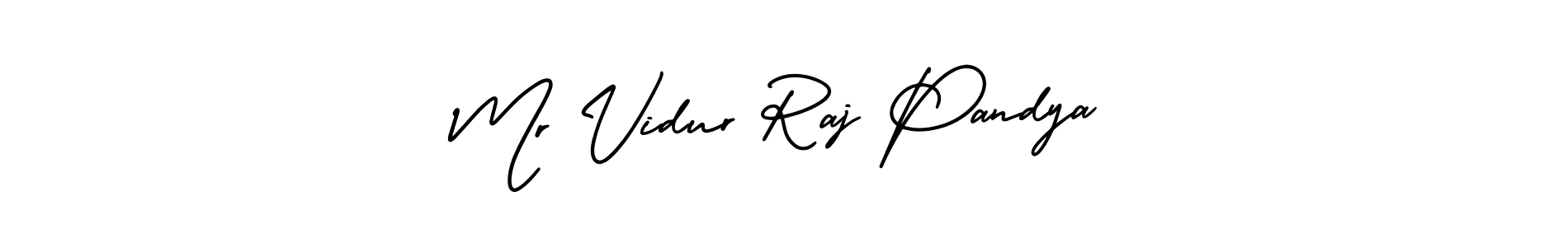 You should practise on your own different ways (AmerikaSignatureDemo-Regular) to write your name (Mr Vidur Raj Pandya) in signature. don't let someone else do it for you. Mr Vidur Raj Pandya signature style 3 images and pictures png