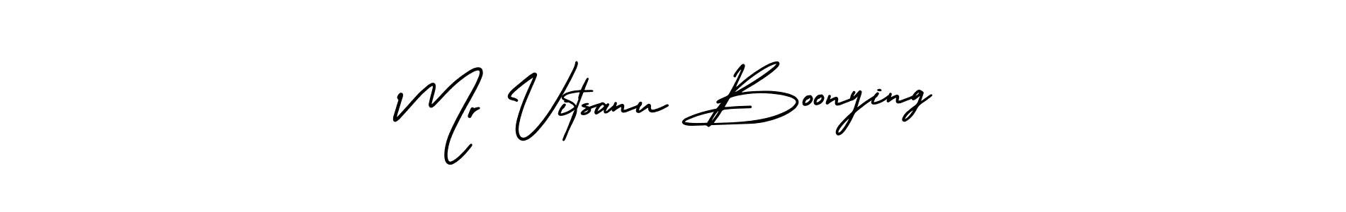 How to make Mr Vitsanu Boonying signature? AmerikaSignatureDemo-Regular is a professional autograph style. Create handwritten signature for Mr Vitsanu Boonying name. Mr Vitsanu Boonying signature style 3 images and pictures png