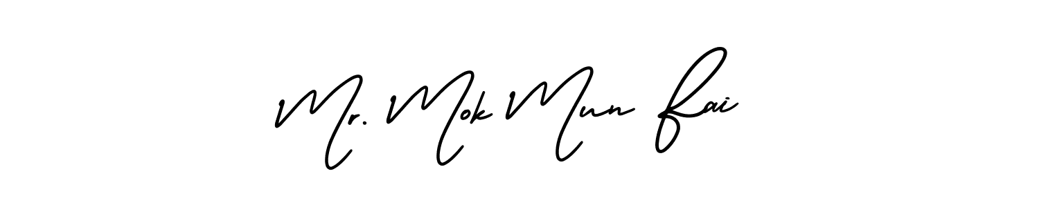 It looks lik you need a new signature style for name Mr. Mok Mun Fai. Design unique handwritten (AmerikaSignatureDemo-Regular) signature with our free signature maker in just a few clicks. Mr. Mok Mun Fai signature style 3 images and pictures png