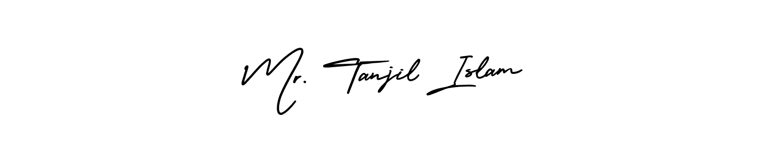 The best way (AmerikaSignatureDemo-Regular) to make a short signature is to pick only two or three words in your name. The name Mr. Tanjil Islam include a total of six letters. For converting this name. Mr. Tanjil Islam signature style 3 images and pictures png