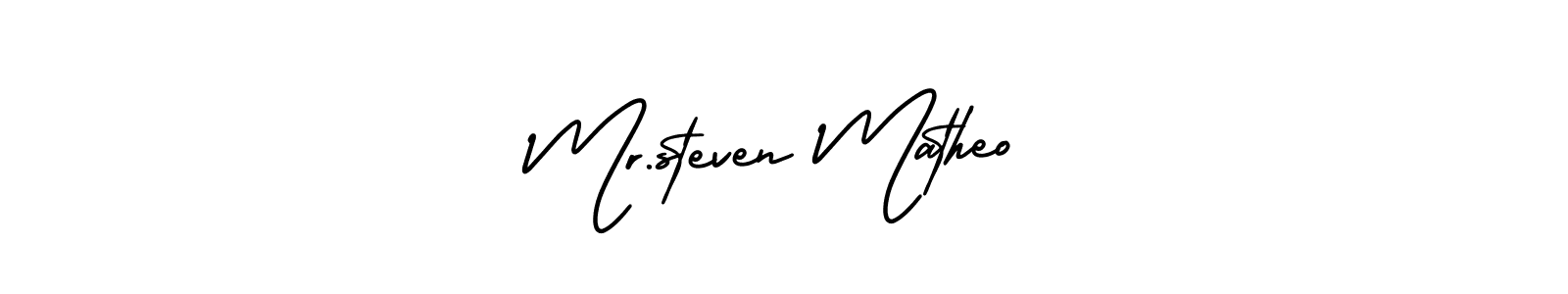 Mr.steven Matheo stylish signature style. Best Handwritten Sign (AmerikaSignatureDemo-Regular) for my name. Handwritten Signature Collection Ideas for my name Mr.steven Matheo. Mr.steven Matheo signature style 3 images and pictures png