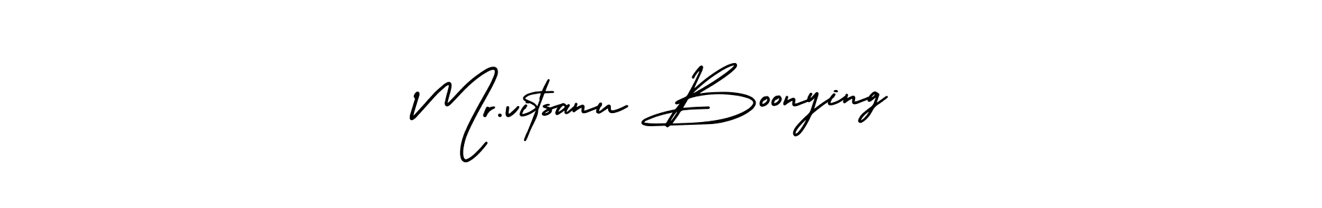 Also You can easily find your signature by using the search form. We will create Mr.vitsanu Boonying name handwritten signature images for you free of cost using AmerikaSignatureDemo-Regular sign style. Mr.vitsanu Boonying signature style 3 images and pictures png