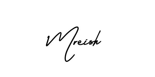 It looks lik you need a new signature style for name Mreish. Design unique handwritten (AmerikaSignatureDemo-Regular) signature with our free signature maker in just a few clicks. Mreish signature style 3 images and pictures png