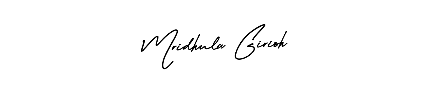 Similarly AmerikaSignatureDemo-Regular is the best handwritten signature design. Signature creator online .You can use it as an online autograph creator for name Mridhula Girish. Mridhula Girish signature style 3 images and pictures png