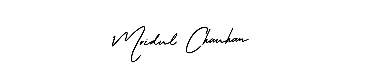 Mridul Chauhan stylish signature style. Best Handwritten Sign (AmerikaSignatureDemo-Regular) for my name. Handwritten Signature Collection Ideas for my name Mridul Chauhan. Mridul Chauhan signature style 3 images and pictures png