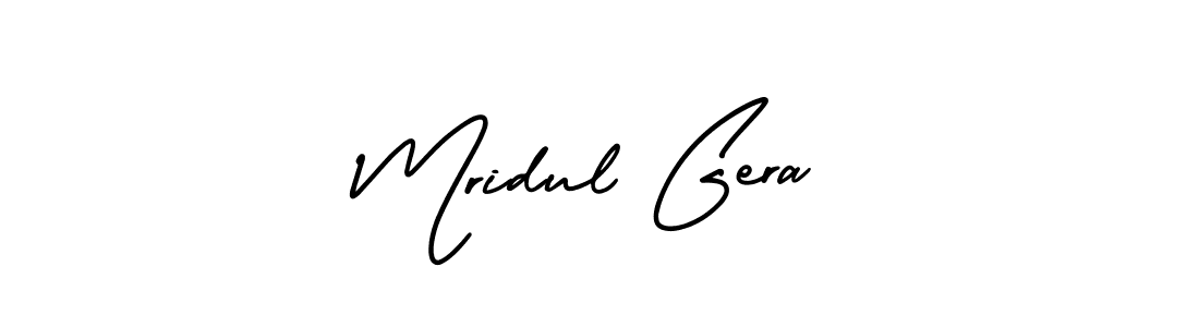 How to make Mridul Gera name signature. Use AmerikaSignatureDemo-Regular style for creating short signs online. This is the latest handwritten sign. Mridul Gera signature style 3 images and pictures png