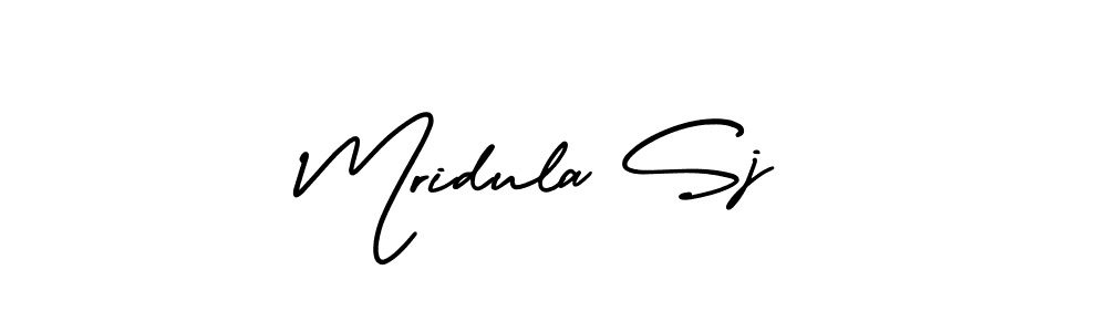 How to make Mridula Sj name signature. Use AmerikaSignatureDemo-Regular style for creating short signs online. This is the latest handwritten sign. Mridula Sj signature style 3 images and pictures png