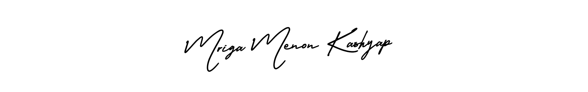 Similarly AmerikaSignatureDemo-Regular is the best handwritten signature design. Signature creator online .You can use it as an online autograph creator for name Mriga Menon Kashyap. Mriga Menon Kashyap signature style 3 images and pictures png