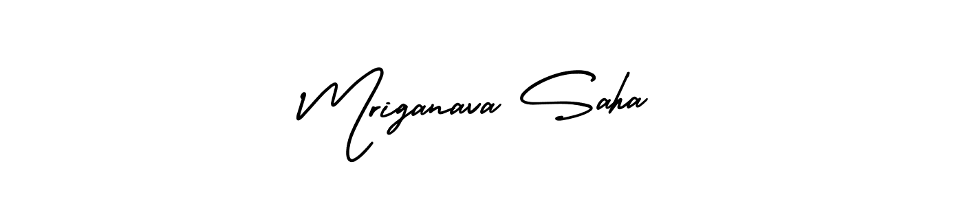 Make a beautiful signature design for name Mriganava Saha. With this signature (AmerikaSignatureDemo-Regular) style, you can create a handwritten signature for free. Mriganava Saha signature style 3 images and pictures png