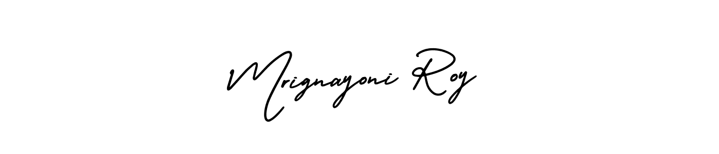 AmerikaSignatureDemo-Regular is a professional signature style that is perfect for those who want to add a touch of class to their signature. It is also a great choice for those who want to make their signature more unique. Get Mrignayoni Roy name to fancy signature for free. Mrignayoni Roy signature style 3 images and pictures png