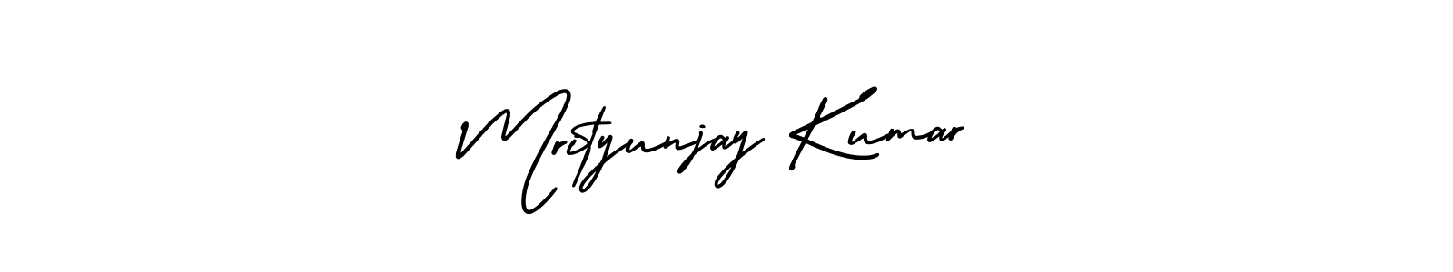 You should practise on your own different ways (AmerikaSignatureDemo-Regular) to write your name (Mrityunjay Kumar) in signature. don't let someone else do it for you. Mrityunjay Kumar signature style 3 images and pictures png