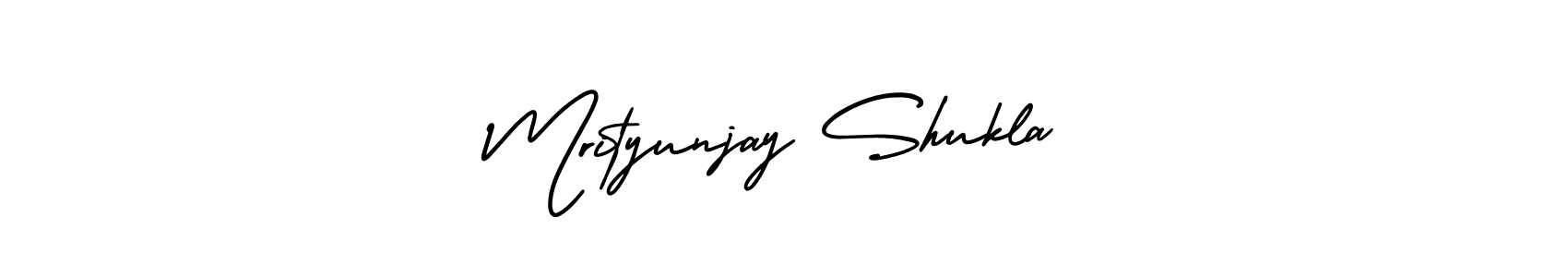 This is the best signature style for the Mrityunjay Shukla name. Also you like these signature font (AmerikaSignatureDemo-Regular). Mix name signature. Mrityunjay Shukla signature style 3 images and pictures png